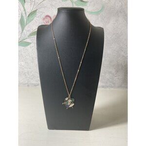 Gold Tone Astronaut Whale Pendant Necklace With Star & Earth Design